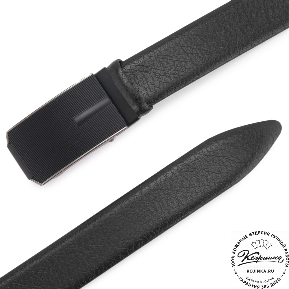 Кожаный ремень автомат (чёрный)